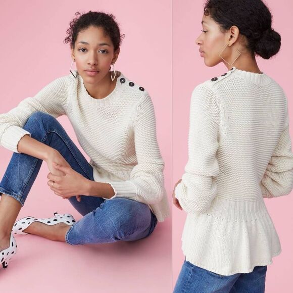 La Vie by Rebecca Taylor Sweater Women's Small Ivory Knit Pelpum Chalk Gorpcore - Picture 1 of 7